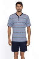 Piżamy męskie - Piżama męska CARLOS 3XL Niebieski - miniaturka - grafika 1