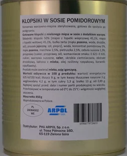 Klopsiki w sosie pomidorowym 850g wojskowe - Koncentraty warzywne, przeciery - miniaturka - grafika 1