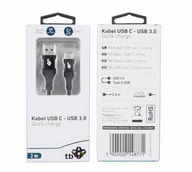 Kable komputerowe i do monitorów - TB Kabel USB 3.0 - USB C 2m PREMIUM 3A czarny TPE - miniaturka - grafika 1