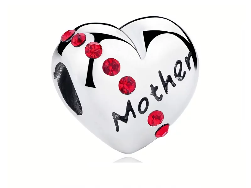 Pandora Valerio.pl Rodowany srebrny charms serce heart mama mother cyrkonie srebro 925 BEAD100 BEAD100