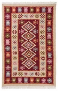 Dywan KILIM romby bordo dwustronny - Dywany - miniaturka - grafika 1