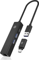 Huby USB - HUB USB Icy Box Hub IB-HUB1439-LAN 4w1 HUB, 1x USB-C, 2xUSB-A, 1x LAN - miniaturka - grafika 1