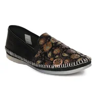 Półbuty damskie - Maciejka Półbuty Damskie Skórzane Czarne W Kwiaty-40 - miniaturka - grafika 1