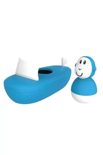 Matchstick Monkey- zabawka do kąpieli łódź + Małpka Wobbler- niebieska - Zabawki do kąpieli - miniaturka - grafika 1