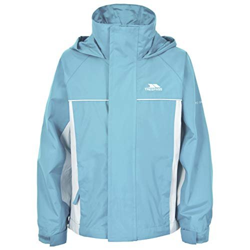 Trespass Sooki, basen niebieski, 5/6, wodoodporna kurtka z ukrytym kapturem dla dzieci/dziewcząt, wiek 5-6 lat, niebieska