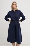 Sukienki - Lacoste sukienka bawełniana kolor granatowy mini oversize - miniaturka - grafika 1