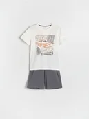 Skarpetki dla dzieci - Reserved - Bawełniana piżama z nadrukiem - jasnoniebieski - miniaturka - grafika 1