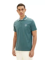 Koszulki męskie - TOM TAILOR Męska koszulka polo z nadrukiem logo, 30105 - Deep Bluish Green, S - miniaturka - grafika 1