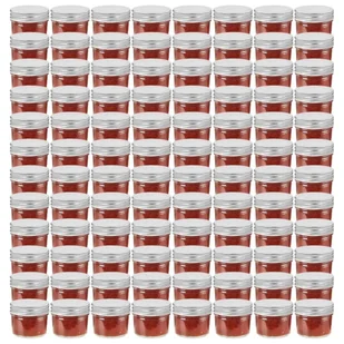 vidaXL vidaXL Szklane słoiki na dżem, srebrne pokrywki, 96 szt., 110 ml - Pojemniki kuchenne - miniaturka - grafika 1