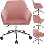 Fotele i krzesła biurowe - Wygodny fotel obrotowy, welur, Milano, różowy na srebrnej stopie - miniaturka - grafika 1