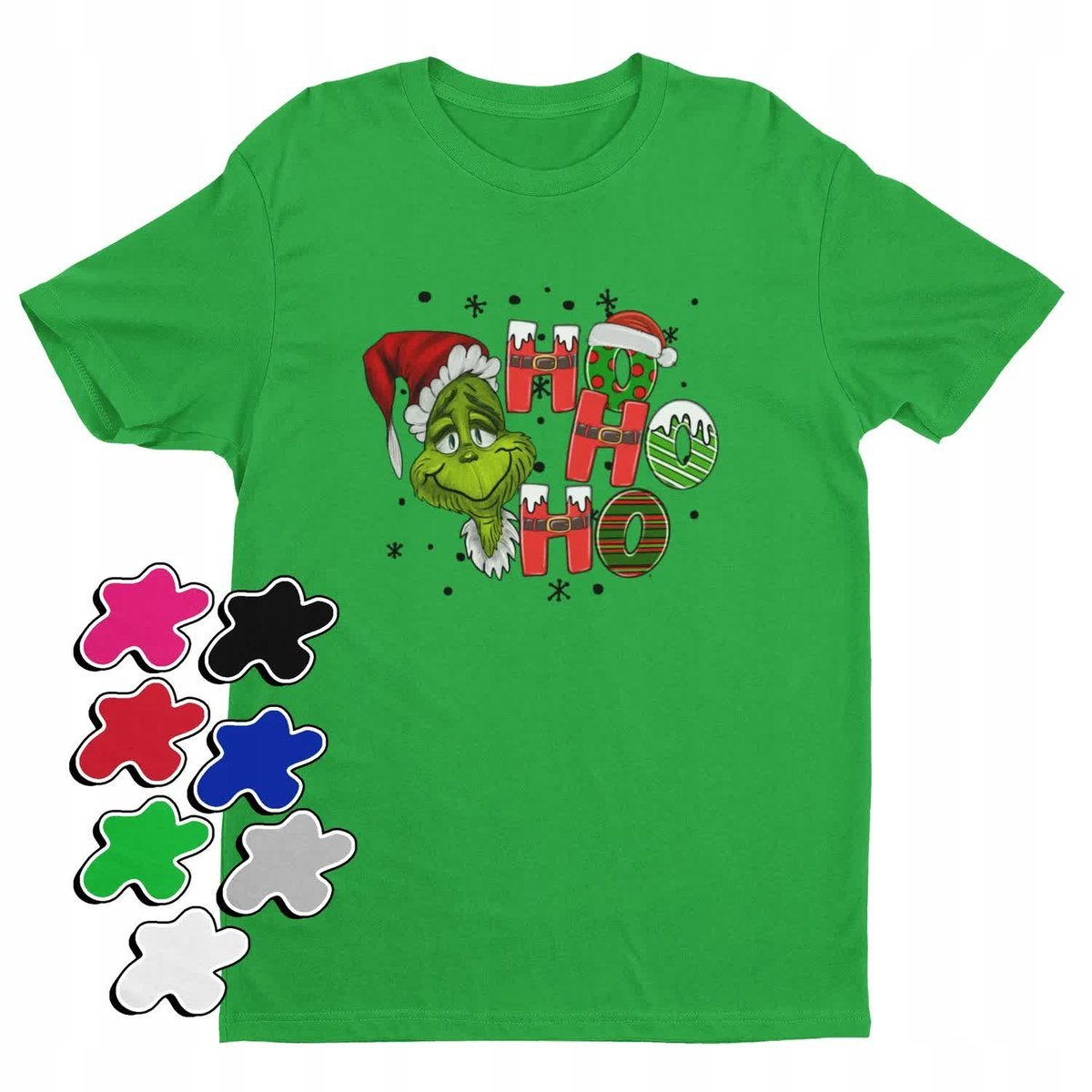 Koszulka T-Shirt Dziecięca Z Nadrukiem Grinch Święta Prezent -L 146-152