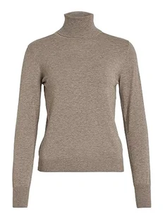 Vila Damski top z dzianiny z golfem, Brown Lentil, L - Koszulki i topy damskie - miniaturka - grafika 1