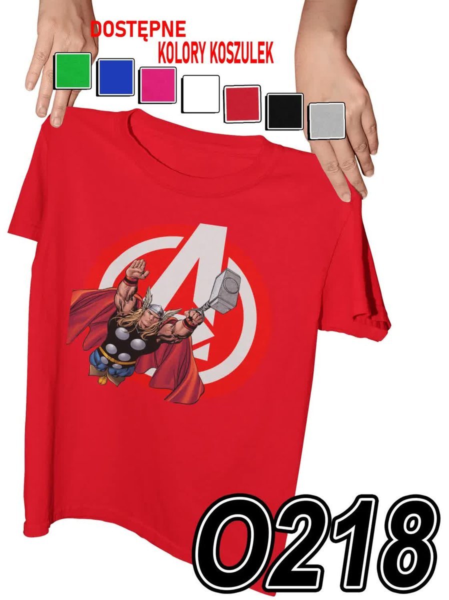 Koszulka Dziecięca Z Nadrukiem Thor Młot Avengers Marvel - M 134-140