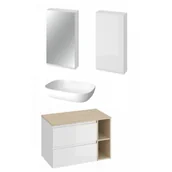 Meble łazienkowe - CERSANIT S590-023 + K116-020 + S929-010 + K116-050 + S590-030 + K116-018 Zestaw łazienkowy MODUO z umywalką i szafkami wiszącymi - miniaturka - grafika 1