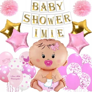 ZESTAW BABY SHOWER + IMIĘ BANER BALONY - Balony i akcesoria - miniaturka - grafika 1