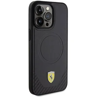 Etui Ferrari Carbon Metal Logo MagSafe na iPhone 15 Pro Max - czarne - Etui i futerały do telefonów - miniaturka - grafika 4