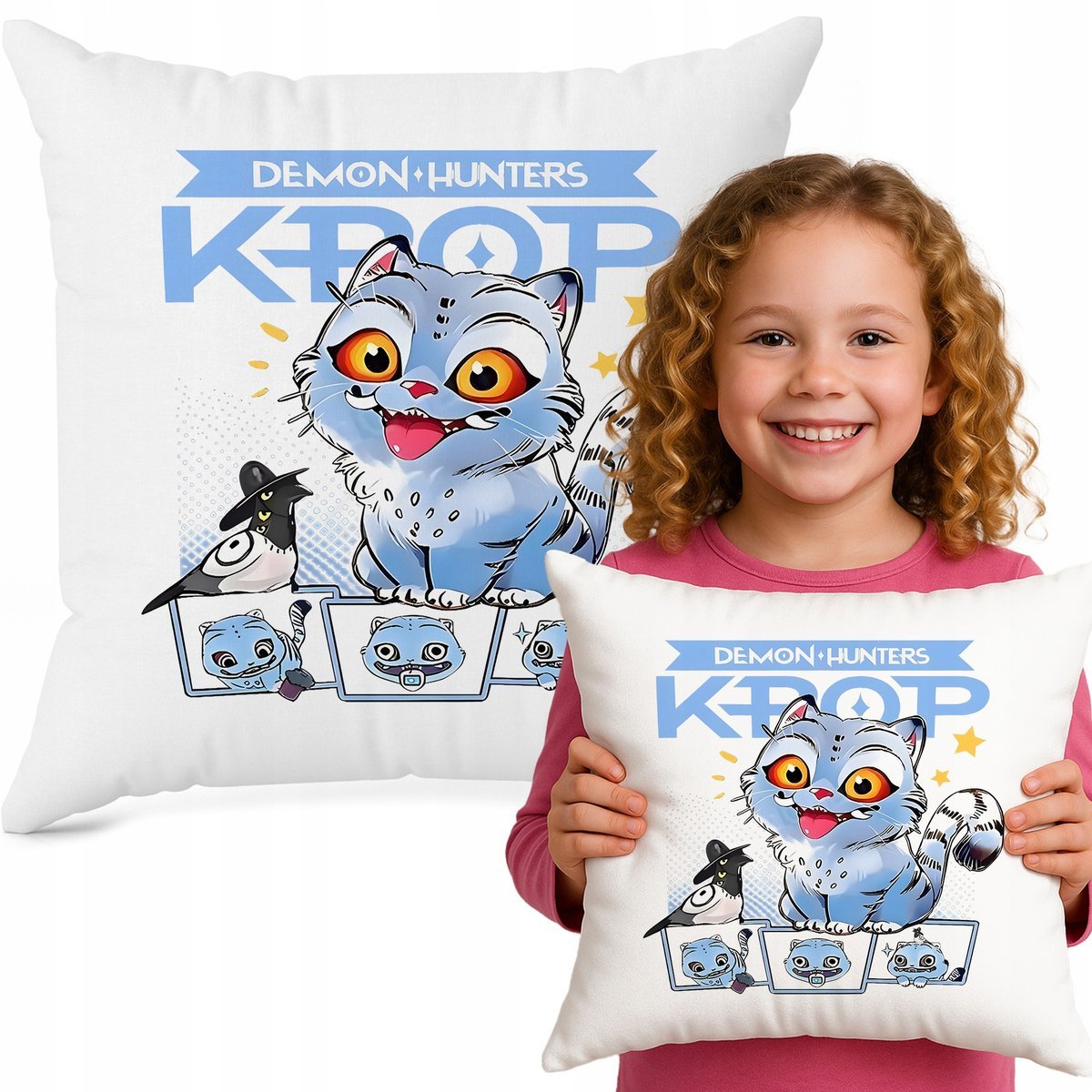 Poduszka Biała Ozdobna DEMON HUNTERS Bajka Hit 40cmX40cm K-pop Muzyka Wzory