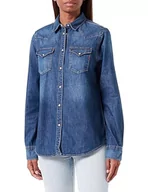 Koszule damskie - Replay Damska koszula dżinsowa slim fit, 007 Dark Blue, XXS - miniaturka - grafika 1