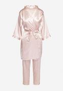 Piżamy damskie - Różowy 6-częściowy Komplet Piżamowy ze Szlafrokiem Opaską Koszulą Nocną Spodniami Szortami i Topem Kerosa - miniaturka - grafika 1