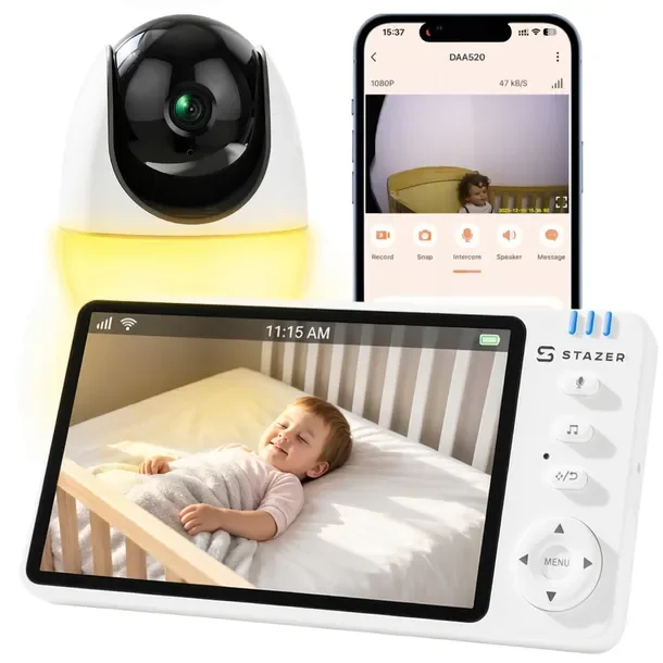 Elektroniczna niania smart kamera na żywo aplikacja 2w1 termometr IPS HD 5