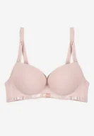 Biustonosze - Różowy Koronkowy Biustonosz Typu Push Up z Regulowanymi Odpinanymi Ramiączkami Ilathwen - miniaturka - grafika 1