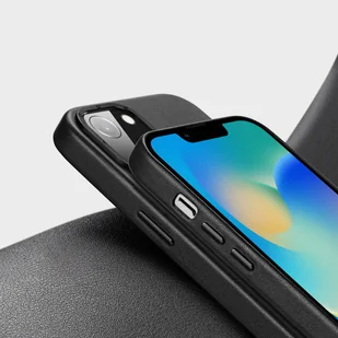 Dux Ducis Grit skórzane etui do iPhone 14 elegancki pokrowiec ze sztucznej skóry (kompatybilne z MagSafe) czarny - Etui i futerały do telefonów - miniaturka - grafika 9