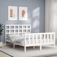 Łóżka - Rama łóżka z wezgłowiem, biała, 120x200 cm, lite drewno Lumarko! - miniaturka - grafika 1