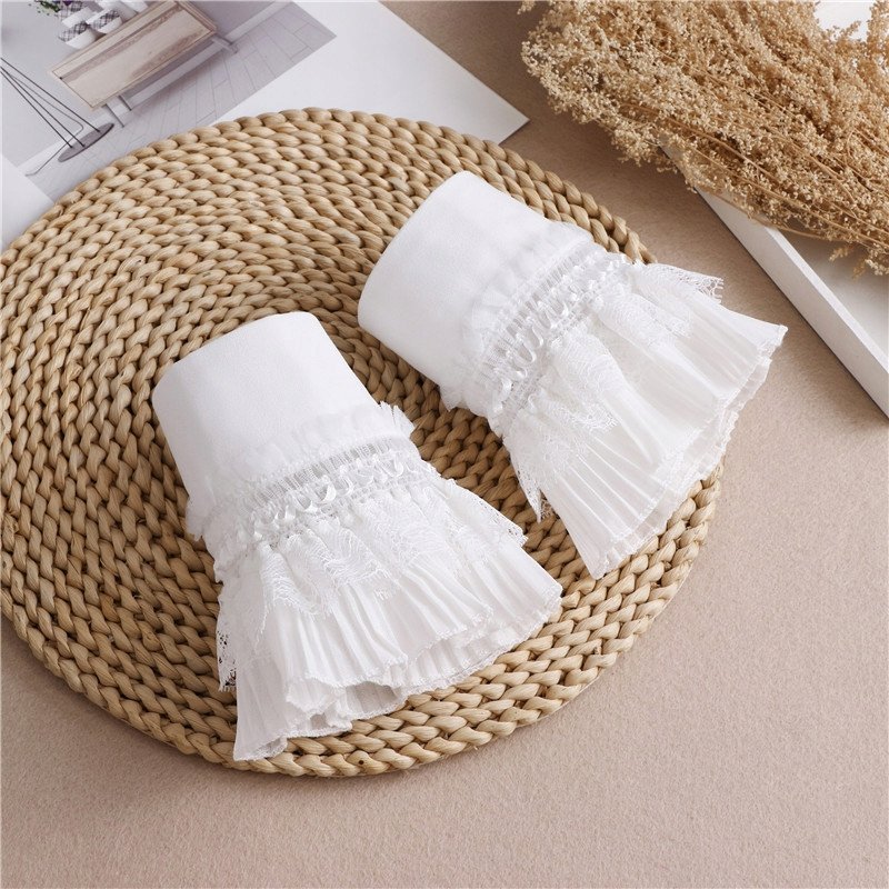 eleganckie białe MANKIETY fałszywe RĘKAWKI szykowne OZDOBY na nadgarstki