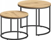 Ławy i stoliki kawowe - Leobert Stolik kawowy okrągły 2szt - dąb / nogi czarne - miniaturka - grafika 1