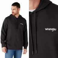 Bluzy męskie - Wrangler LOGO HOODIE Faded bawełniana czarna bluza z kapturem kangurka 4XL - miniaturka - grafika 1