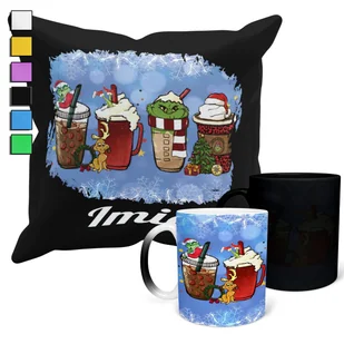 ZESTAW KUBEK MAGICZNY ZMIENIAJĄCY KOLOR + POSZEWKA GRINCH ŚWIĘTA + IMIĘ - Gadżety dla niej i dla niego - miniaturka - grafika 1