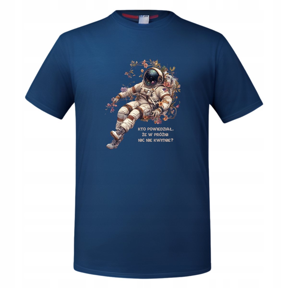 Koszulka męska Astronauta w próżni w Kwiatach unikalna artystyczna cytat