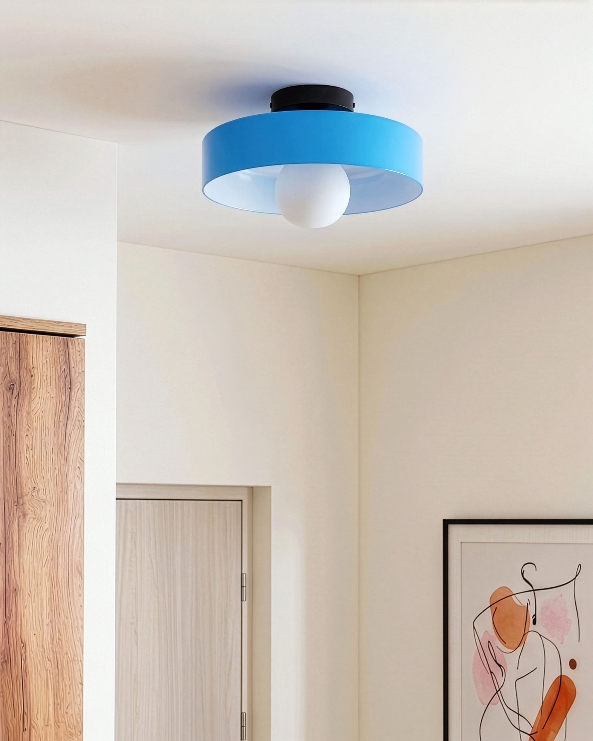 Lampa sufitowa Beliani Lampa sufitowa LUGUSE Szkło Niebieski