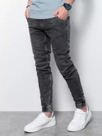 Spodnie męskie - Spodnie męskie jeansowe joggery - szare OM-PADJ-0106 - miniaturka - grafika 1