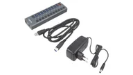 Huby USB - UA0388 Hub USB, USB A gniazdo x11, USB B gniazdo, USB 3.2, srebrny - miniaturka - grafika 1