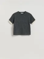 Swetry damskie - Reserved - Sweter z krótkim rękawem - szary - miniaturka - grafika 1