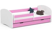 Łóżka dla dzieci i młodzieży - Łóżko dziecięce 180x90 SMILE z materacem i szufladą różowe - miniaturka - grafika 1