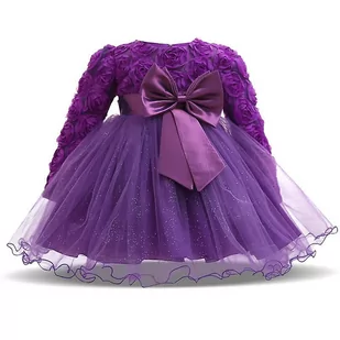 Slowmoose Przyjęcie urodzinowe z długim rękawem - Suknia Fioletowy 6M - Bluzki dla niemowląt - miniaturka - grafika 1