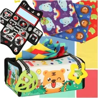 Zabawki sensoryczne - Sorter pudełko z chusteczkami sensoryczne montessori mata 2w1 - miniaturka - grafika 1