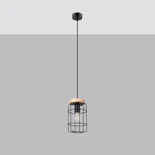 Gotto lampa wisząca 1xE27 czarna/jasne drewno SL.1263 - Lampy sufitowe - miniaturka - grafika 1