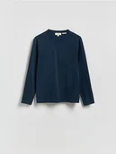Koszulki męskie - Reserved - Longsleeve z merceryzowanej bawełny - granatowy - miniaturka - grafika 1