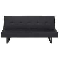 Sofy i kanapy - Beliani Sofa z funkcją spania skóra ekologiczna czarna 189 cm DERBY mała - miniaturka - grafika 1