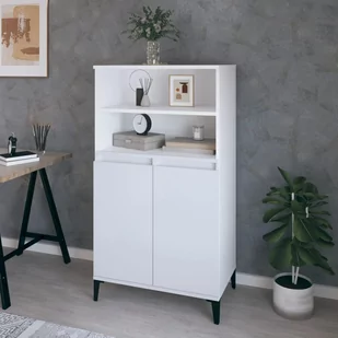 Lumarko Wysoka szafka, biały, 60x36x110 cm - Szafki do salonu - miniaturka - grafika 1