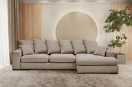 Narożniki - Sofa w kształcie L GABON narożnik z funkcją spania Riviera beżowy prawy - miniaturka - grafika 1