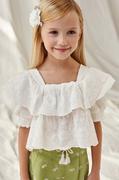 Bluzki dla dziewczynek - Mayoral bluzka dziecięca kolor biały gładka - miniaturka - grafika 1