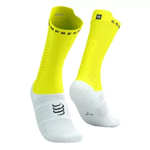 COMPRESSPORT Skarpetki rowerowe PRORACING SOCKS V4 BIKE white/safe yellow - Skarpetki kolarskie - miniaturka - grafika 1