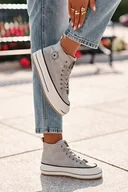 Trampki damskie - Ocieplane Trampki Damskie Na Platformie Eko Skórzane Big Star OO274069 Niebieskie-37 - miniaturka - grafika 1