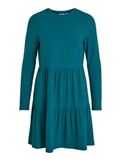 Sukienki - Vila Damska sukienka Viwonda L/S Tiered Dress/Su, Shaded Spruce, S - grafika 1