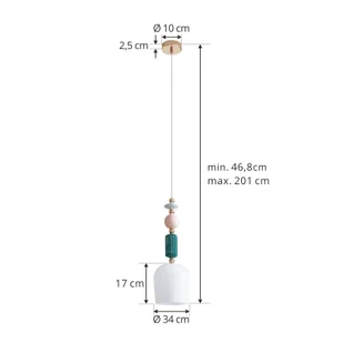 Lindby Lampa wisząca Ysoria, szary/różowy/zielony, ceramika, Ø 16 cm - Lampy sufitowe - miniaturka - grafika 1