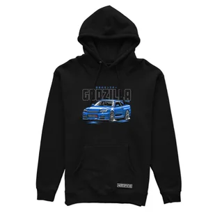 Czarna bluza z kapturem NISSAN R34 GODZILLA-S - Odzież do sportów motorowych - miniaturka - grafika 1
